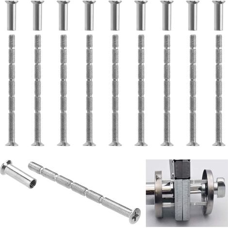 通用 10 vis poignee Porte Douilles de raccordement M4 pour poignée de Porte - Vis à Douille pour Fixation de poignées de Porte Argent (Silver) 6x0.7x0.3cm (1/5)