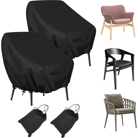 Housses de fauteuil de jardin imperméables 2 pièces avec boucles 89x97x74cm (1/5)