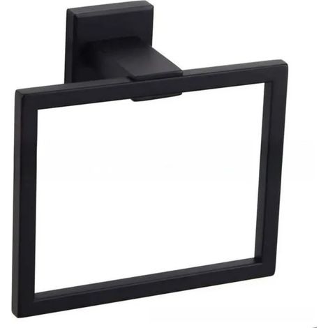 RisingFF Anneau porte-serviettes carré, porte-serviettes de salle de bain, porte-serviettes en acier inoxydable, noir (1/5)