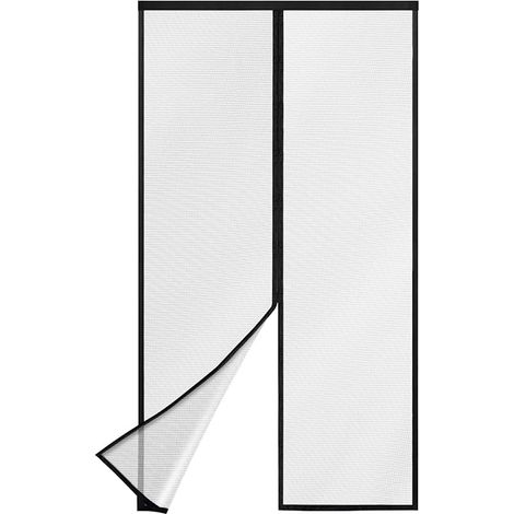 Moustiquaire pour porte de balcon, 130 x 240 cm, avec aimants plus puissants et moustiquaire, sans perçage, avec bande de 3,8 cm, translucide, indéchirable et durable, noire