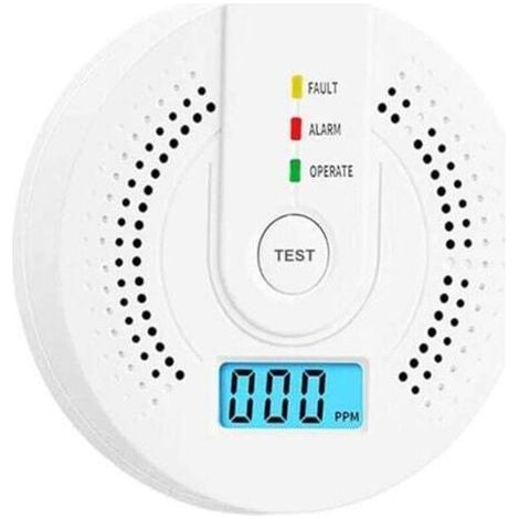Carbon monoxide detector, CO gas monitoring alarm, AA battery powered CO sensor detector with LED digital display for home, tank, test button (1/4)
