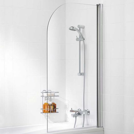 Signature Classic Curved Single Panel Hinged Bath Screen 1400mm H x 800mm W - 8mm Glass (1/2)