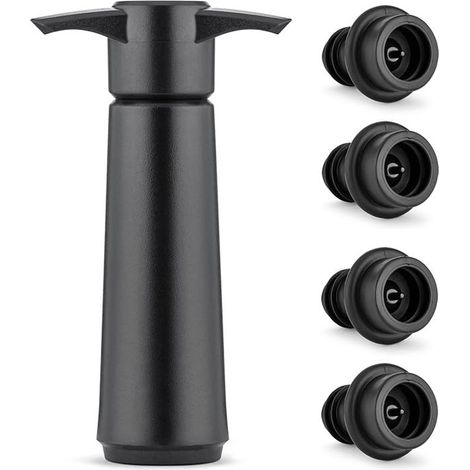 Pompe à Vide avec 4 Bouchon Bouteille Vin, Bouchon Vin Vide Air, Accessoire Vin Réutilisable, Pompe Vin pour Garder Vin Frais (B) (1/5)