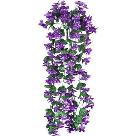 Un bouquet de fleurs suspendues artificielles à 4 pétales, fleurs artificielles suspendues de glycine pour la décoration de mariage (violet foncé) (1/5)