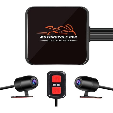 Caméra de Tableau de Bord pour Moto Objectif Grand Angle 130 °, Double caméra 1080p Avant et Arrière, sans Écran, WiFi, Vision Nocturne, Capteur G, Enregistrement en Boucle (Orange) (1/5)