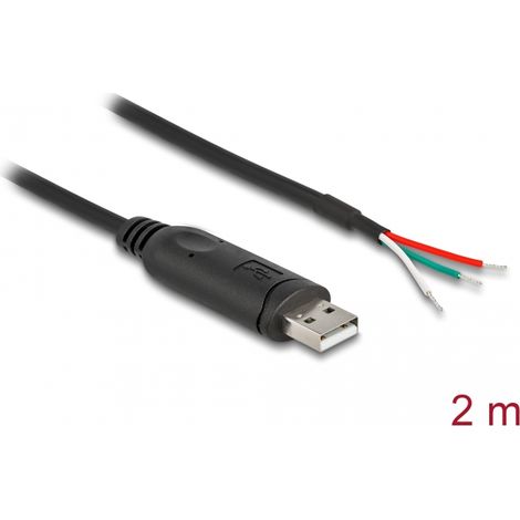 Delock Cable adaptador USB 2.0 Tipo-A a serie RS-485 con 3 extremos de cable abiertos 2 m