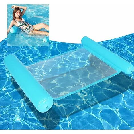 Schwimmende Hängematte, 4-in-1 aufblasbare Schwimmbad-Hängematte, aufblasbares schwimmendes Bett, Wasser-Mamac-Schwimmboje-Schwimmbad für Erwachsene, Strandparty-Urlaub (blau)