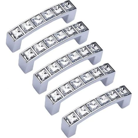 Maniglie per cassetti a forma di diamante, maniglie per mobili in cristallo trasparente con strass, adatte per toelette, armadi, credenze e cucine. (1/4)