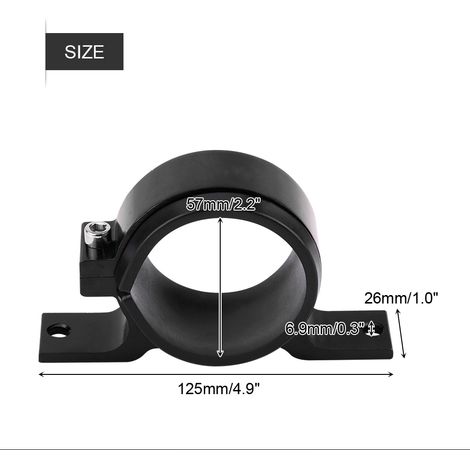 Support de montage pour pompe à carburant auto 60mm en alliage d'aluminium noir, collier de fixation pour filtre unique (1/5)