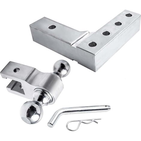 Support De Boule D'attelage De Remorque Réglable, Adapté Récepteur De 2 Pouces, Attelage De Remorquage De 6 Pouces, Tige Forgée en Aluminium, Boules De 2 "et 2-5/16"(Silver) (1/5)