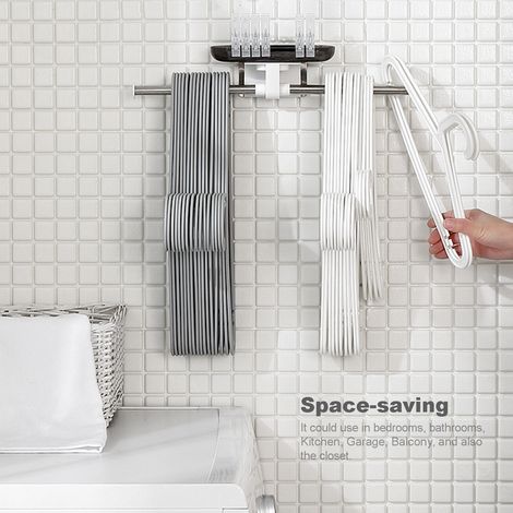 Barre de penderie murale en tubes tubulaires, portant à vêtements, organisateur de rangement pour vêtements, support de cintres en acier inoxydable. (1/2)