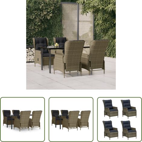 Salle à manger extérieur - Ensemble à manger de jardin 5pcs Marron Résine tressée (1/5)
