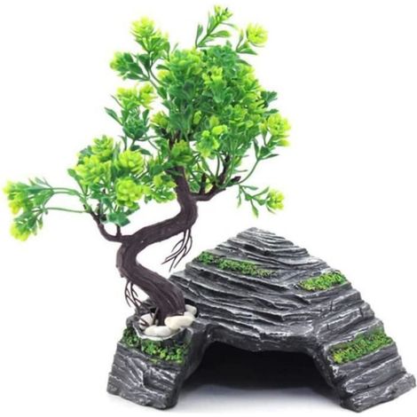 Cachette,Abri pour Reptiles,Terrarium,Cachette,Rampe pour Tortue,Plateforme,Décoration d'habitat,Cachette en résine,13 × 13 × 7,5 (1/3)
