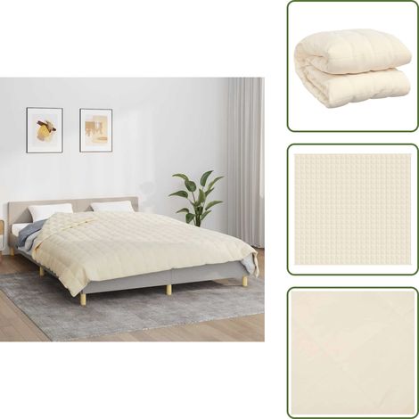 Coperta per il riposo - vidaXL Coperta Ponderata Crema Chiaro 220x235 cm 11 kg Tessuto - Coperta morbida