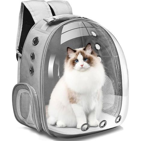 Sac à Dos Capsule pour Petit Chat et Chiot - Transport Gris 3 Tailles pour Voyage Randonnée Plein Air (1/5)