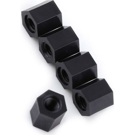 Entretoise en nylon 100pcs Noir PA66 M3 Femelle x M3 Femelle Entretoise d'espacement Filetée bricolage pointe (1/4)
