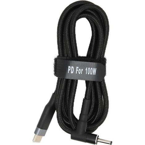 Câble chargeur ordinateur portable USB-C vers DC 1,5m, fiche Type-C à connecteur DC, charge rapide PD avec puce EMARK, alimentation notebook, câble adaptateur 1,5 mètres, compatible PC portable. (1/5)