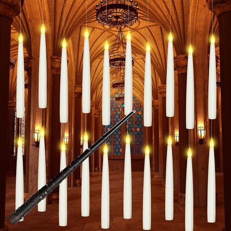 Lot de 20 bougies flottantes magiques avec baguette, bougies électroniques de Noël, flamme vacillante et chaleureuse (1/5)