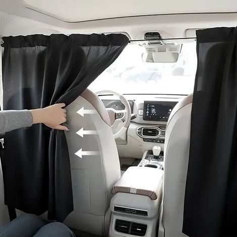 Rideau de voiture - Rideau de séparation - Rideau d'intimité - Protection solaire - Pare-soleil - Noir (1/5)