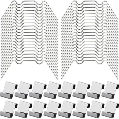 Lot de 100 Clips Vitrage Serre Acier Inoxydable 304 50 Type W et 50 Type Z Fixation Robuste Panneaux Verre Polycarbonate (1/5)