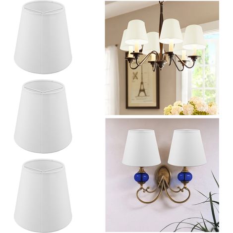 Lot de 3 abat-jour en tissu de style européen moderne, douille E14, à clipser, pour lustre à bougie. (1/5)