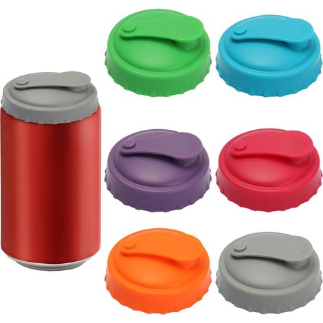 Lot de 6 bouchons de canettes de boisson, couvercles de canettes de boisson en silicone anti-poussière, anti-fuite, réutilisables pour canettes de bière (1/4)