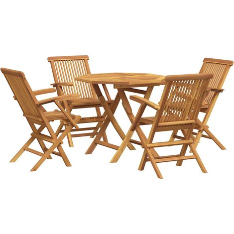 Maison Exclusive - 5-tlg. Garten-Essgruppe Massivholz Teak