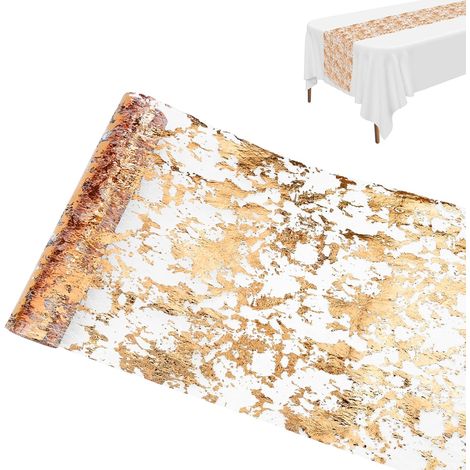 1 Rouleau Chemin De Table 28cm X 10m Polyester Gaufré Or Pour Mariage Anniversaire Fête