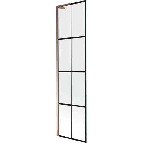Mexen Next L parete per vasca da bagno a 1 anta 50 x 150 cm, griglia nera, oro rosa - 895-050-000-03-77-60 (1/5)