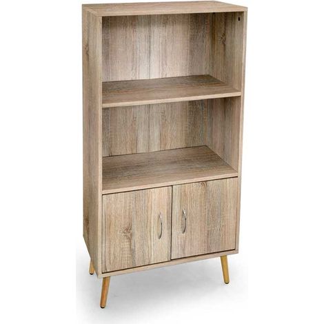MOBILE DA ARREDO ALTO CON ANTE E 2 RIPIANI APERTI 60X30X115CM COLORE ROVERE (1/2)