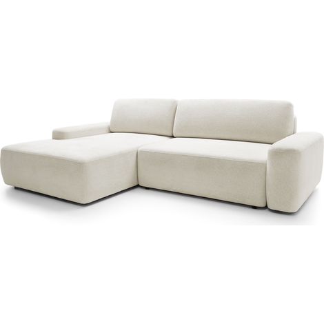 Selsey Baleo - Ecksofa mit Schlaffunktion, Chenille-Bezug, Creme, linksseitig