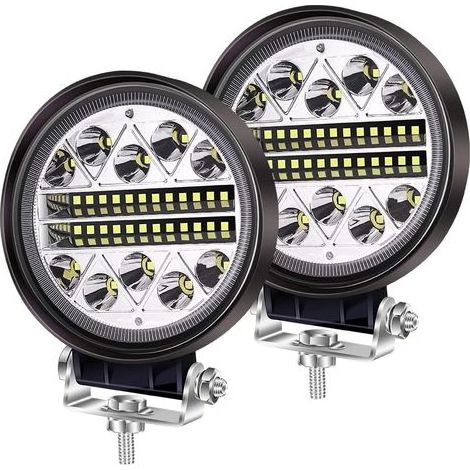 102-W-LED-Arbeitsscheinwerfer, Offroad-Nebelscheinwerfer, 2 runde LED-Kombinationsscheinwerfer (Spot/Flutlicht), 12 V/24 V, Zusatzscheinwerfer für LKW, Traktor, PKW, 4x4, UTV, SUV, Boot (1/5)