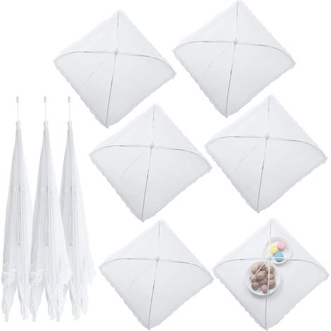 Lot de 6 cloches alimentaires en filet pour l'extérieur (43 x 43 cm), pliables et réutilisables, idéales pour les barbecues et les fruits. (1/5)