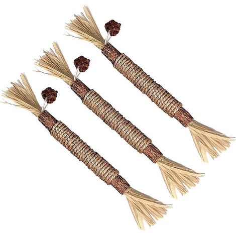 Lot de 3 balles à l'herbe à chat, jouets de dentition à mâcher en bois pour chats d'intérieur et lapins - FFY (1/4)