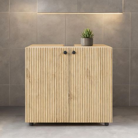 Meuble de salle de bain bois naturel 60 x 39,8 x 58,5 cm (1/5)