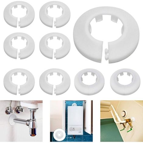 16 mm / 20 mm / 25 mm 24Pcs(Blanc)Rosace Radiateur Cache Tuyau pour Radiateur Chauffage Plomberie Couvercle de Trou Mural Sol
