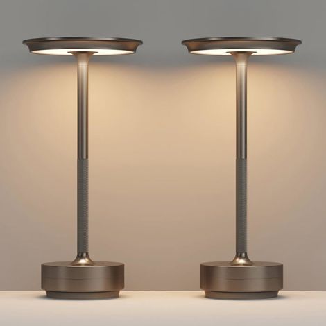 Lot de 2 lampes de table sans fil rechargeables, lampe de table LED portable 5000 mAh, 3 couleurs, intensité lumineuse réglable (1/5)
