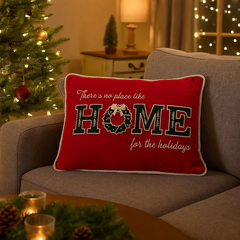Cuscino "Windsome home" rosso con fodera imbottita in poliestere da 50 x 33 cm (1/4)