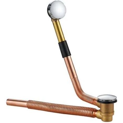 Kompletter Kabel-Badewannenablauf mit verstellbarem Siphon, Kupfer, „Set & Forget“