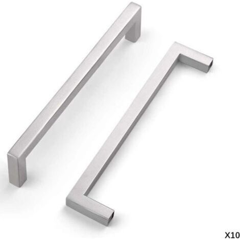 Set mit 10 Küchenschrankgriffen, Möbelgriffen, Schubladengriffen und Schranktürgriffen aus silberfarbenem Edelstahl, 192 mm Lochabstand (1/5)