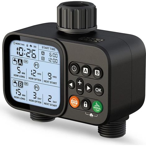Bewässerung Timer 2 Wege – Doppel Ausgang Wasser Timer, Automatische Garten Bewässerung Zeitschaltuhr (1/5)