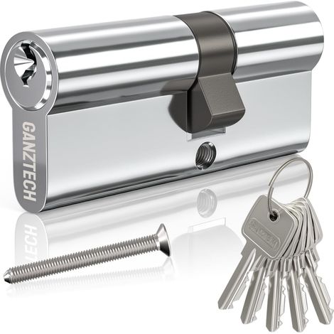 30/50(80mm), Cylindre de serrure, clé avec 5 Touches standard, cylindre de serrure européen en alliage d'aluminium, installable sur n'importe quelle porte. (1/5)