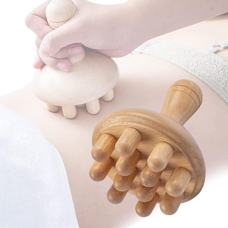 APEX Masseur en bois de champignon pour thérapie du bois colombien (jaune) (1/5)