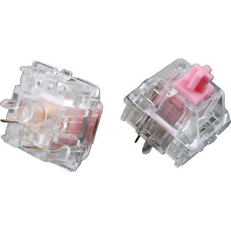 Mechanische DIY-Tastatur mit originalen geräuschlosen Schaltern, austauschbaren pinken und roten Tastenkappen (67 g). (1/4)