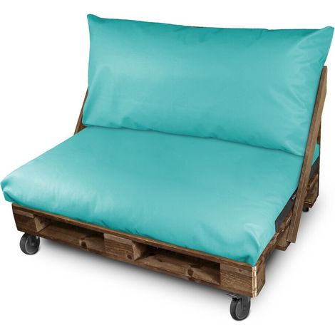 Coussin pour palette Similicuir Extérieur Turquoise Set: Siège 120x80x20 + Dossier 120x45x25 Turquoise