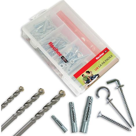 Kit completo di tasselli e punte per fissaggi su muri e cartongessi 89 pezzi (1/4)