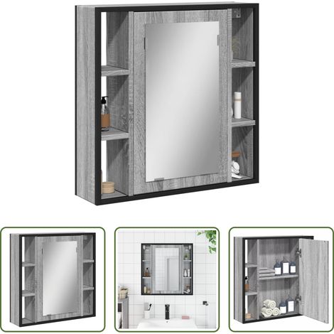 Badezimmer Spiegel - Bad-Spiegelschrank Grau Sonoma 60x16x60 cm Holzwerkstoff (1/5)