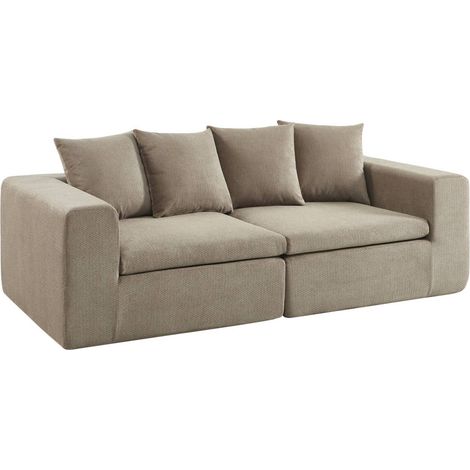 sweeek - Modulares 2-Sitzer Sofa mit Chenille-Bezug, Chenille, Dunkelbeige