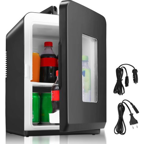 Randaco 2in1 Mini Kühlschrank 15 Liter Tragbarer mit Kühl- und Heizfunktion, 12V und 230V Minibar Kühlbox für Auto Camping Schwarz