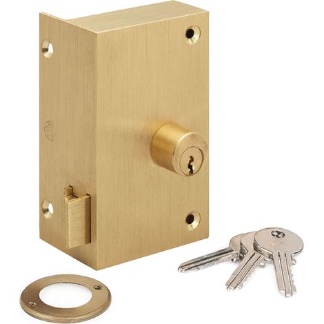 Serrure en applique simple empenage gauche tirant bronze 100mm Beugnot S15 bis (1/5)